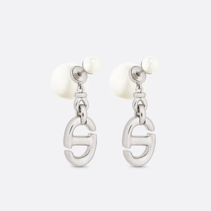 CD DROP PEARL TRIBALES EARRINGS SILVER