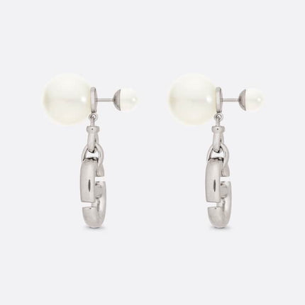 CD DROP PEARL TRIBALES EARRINGS SILVER