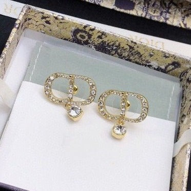 CD EARRINGS GOLD FULL DIAMOND