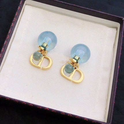 CD PEARL BLUE GOLD EARRINGS