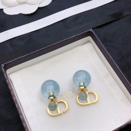 CD PEARL BLUE GOLD EARRINGS