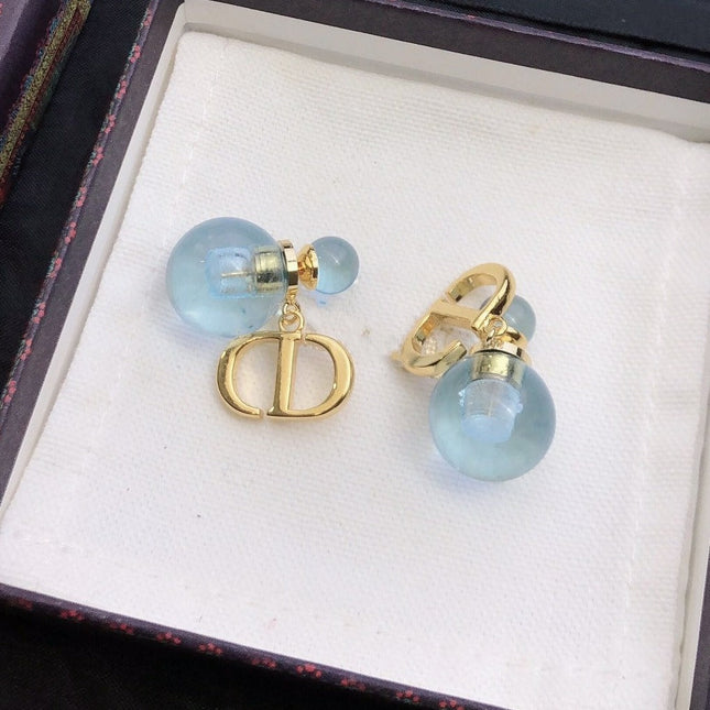 CD PEARL BLUE GOLD EARRINGS