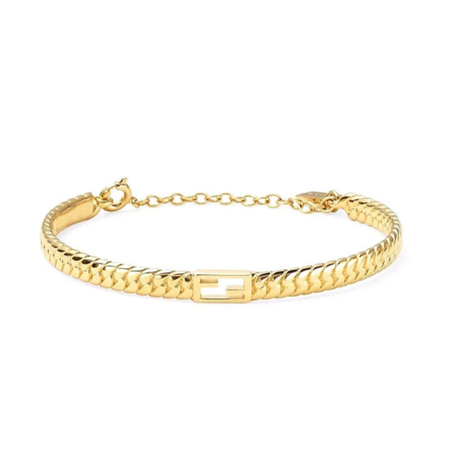 F BAGUETTE LINK CHAIN  GOLD BRACELET