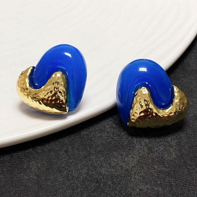 F HEART GOLD BLUE EARRINGS