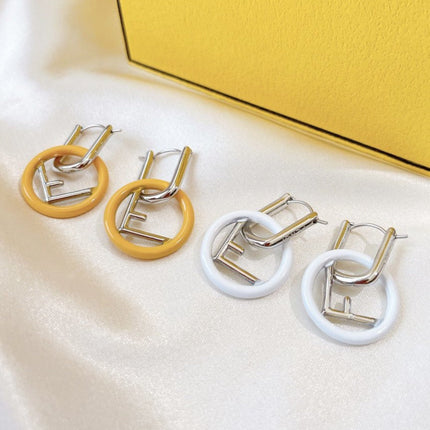 F LOGO SILVER EARRINGS