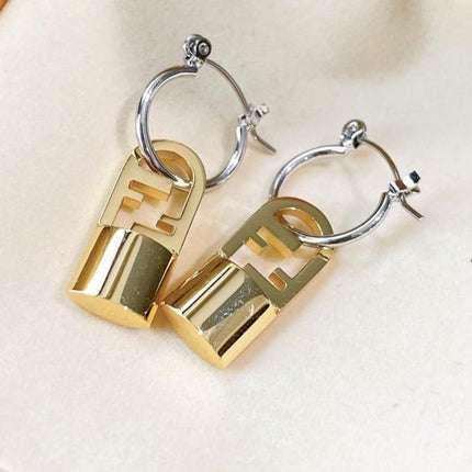 FF BUCKLE SILVER GOLD EARRINGS