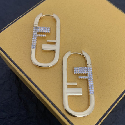 F O'LOCK GOLD DIAMOND EARRINGS