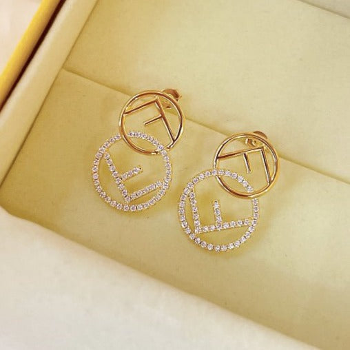 DOUBLE F EARRINGS GOLD DIAMOND