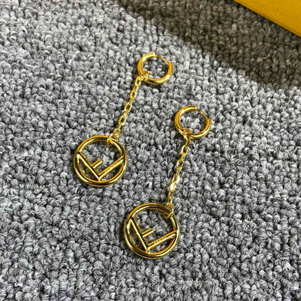 F DROP GOLD EARRINGS