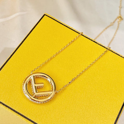 F LOGO NECKLACE GOLD FULL DIAMOND