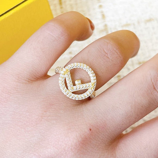 F LOGO GOLD FULL DIAMOND RING