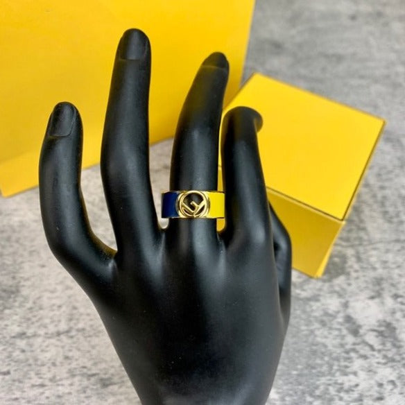 F LOGO GOLD BLUE&YELLOW RING