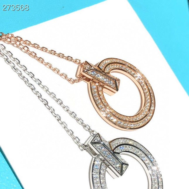 T1 CIRCLE DIAMOND PAVED MEDIUM NECKLACE