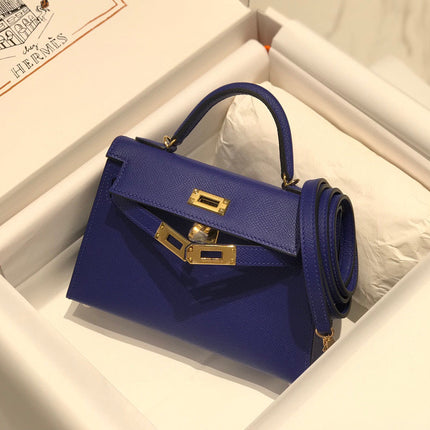 HM KELLY MINI 20 BLUE VIOLET EPSOM GOLD HARDWARE