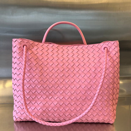 BV LARGE ANDIAMO 45CM PINK LAMBSKIN