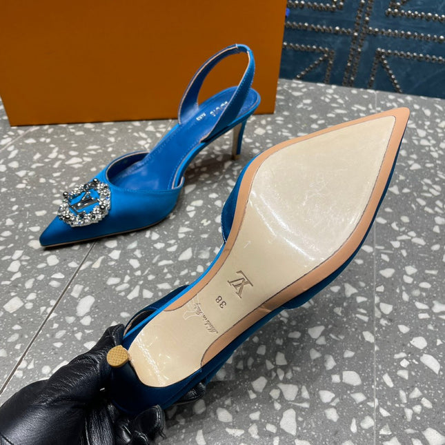 LV MET SLINGBACK PUMP BLUE