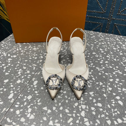 LV MET SLINGBACK PUMP WHITE