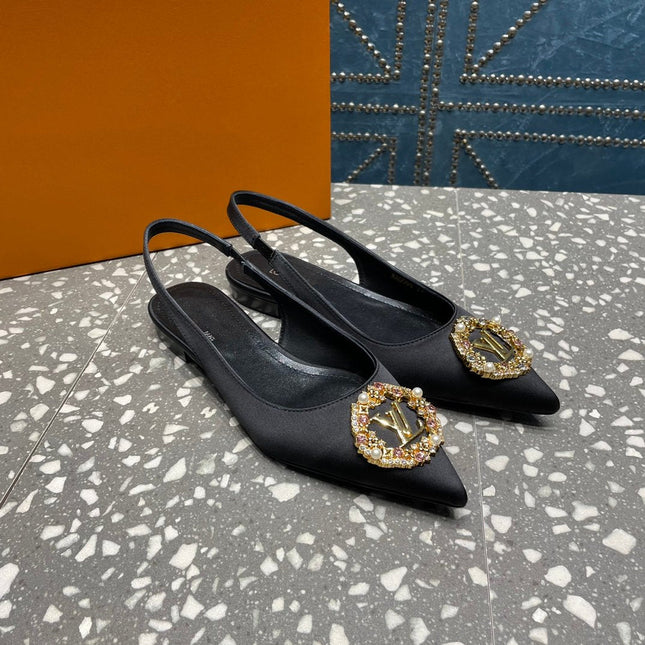 LV MET SLINGBACK BALLERINA NOIR