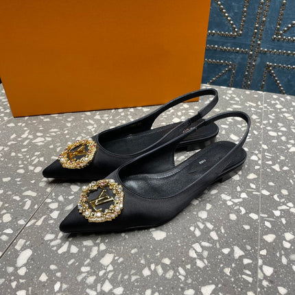 LV MET SLINGBACK BALLERINA NOIR