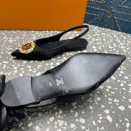 LV MET SLINGBACK BALLERINA NOIR