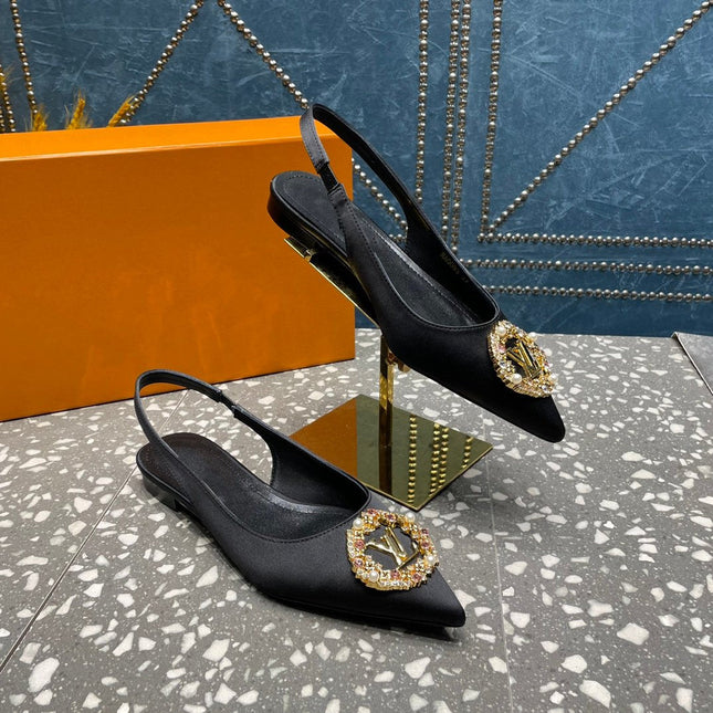 LV MET SLINGBACK BALLERINA NOIR