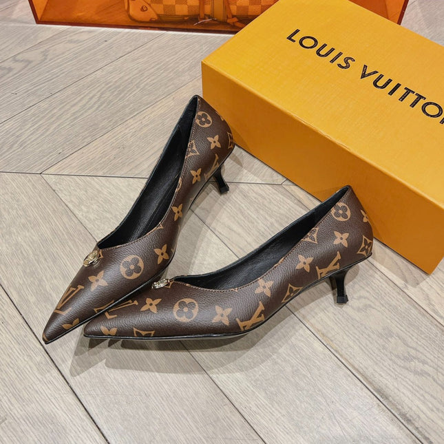 LV SINGLE LOW HEEL PUMP MONOGRAM CANVAS