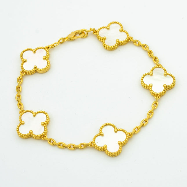 CLOVER BRACELET 5 MOTIFS WHITE MOP