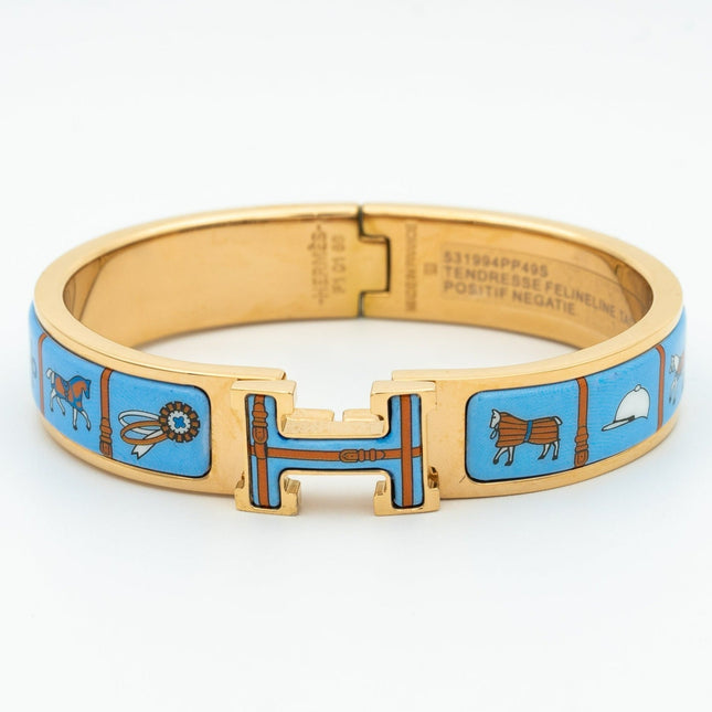 H PINK GOLD BRACELET BLUE CERAMIC