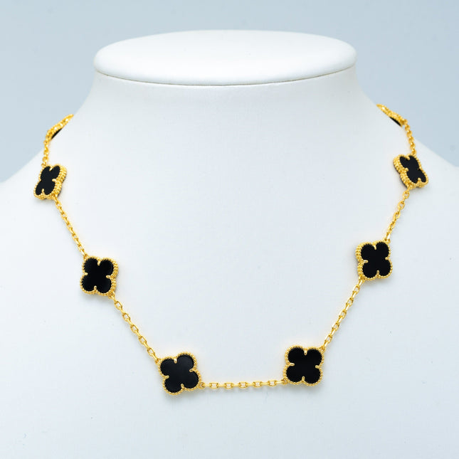 VINTAGE ONYX NECKLACE 10 MOTIFS GOLD