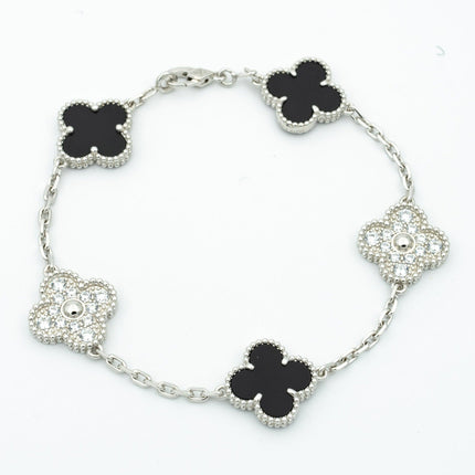 CLOVER BRACELET 5 MOTIF ONYXS DIAMOND