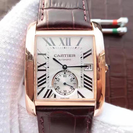 TANK MC ROSE GOLD 41 BROWN LEATHER STRAP