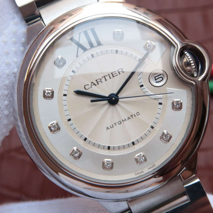 BALLON BLEU DATE 42 SILVER DIAL DIAMOND NUMERALS