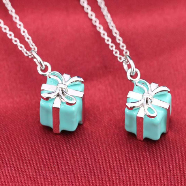 BLUE BOX CHARM NECKLACE