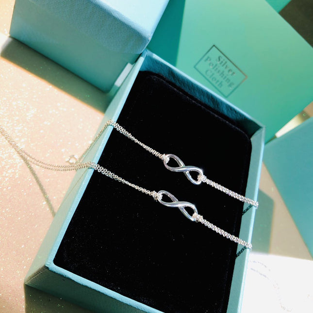 SILVER INFINITY DOUBLE CHAIN NECKLACE