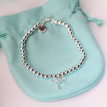 STERLING SILVER BOW BEAD BRACELET