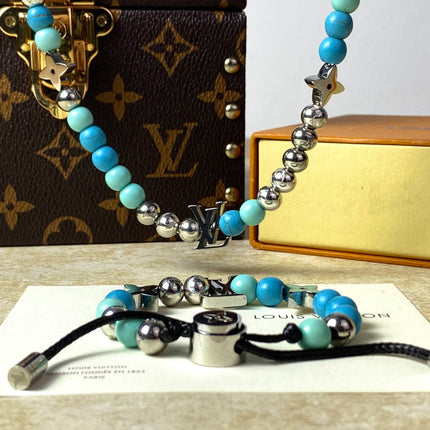 LV BEADS BRACELET CORD RESIN METAL MULTICOLOR