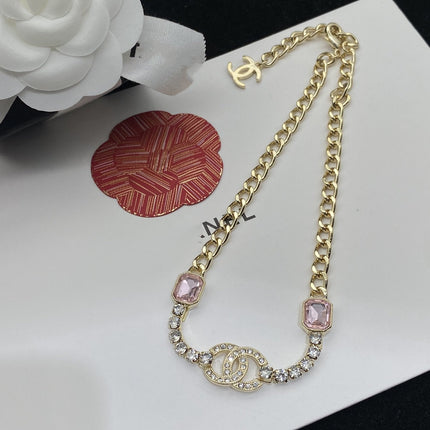 CC PINK NECKLACE GOLD DIAMOND