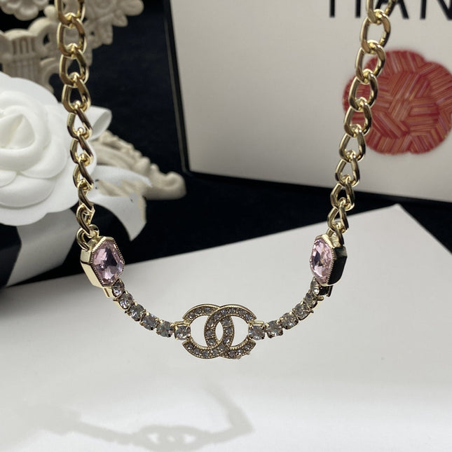 CC PINK NECKLACE GOLD DIAMOND