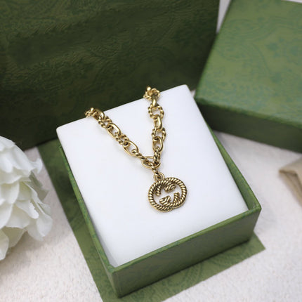 FANCY LINK CHAIN GOLD NECKLACE ALPHABET