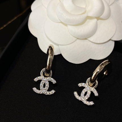 DOUBLE C GOLD DIAMOND EARRINGS