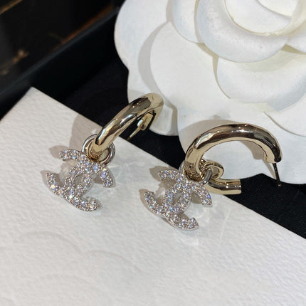 DOUBLE C GOLD DIAMOND EARRINGS