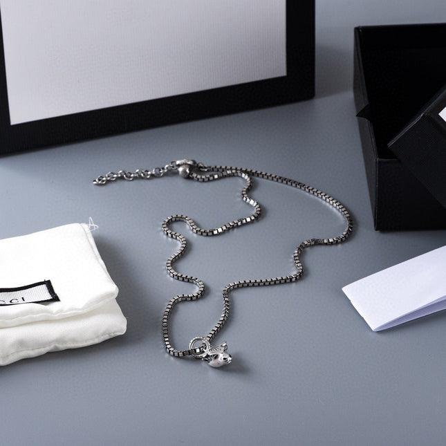 GG DOUBLE CLASSIC RETRO STERLING SILVER COW  NECKLACE