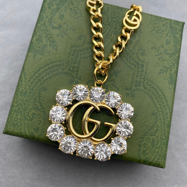 GG DOUBLE G CRYSTAL NECKLACE