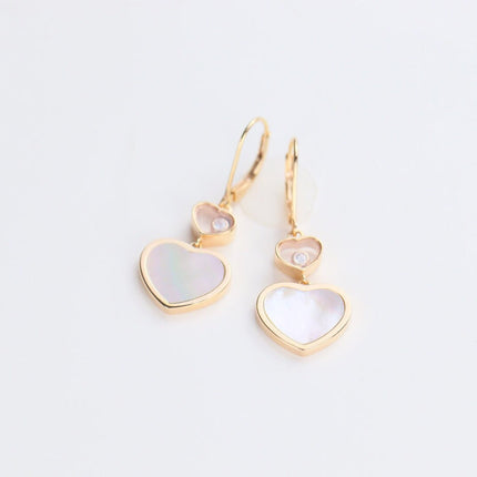 HAPPY HEART EARRINGS MOP PINK GOLD DIAMOND