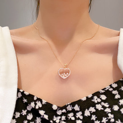 HAPPY HEART NECKLACE PINK GOLD DIAMOND