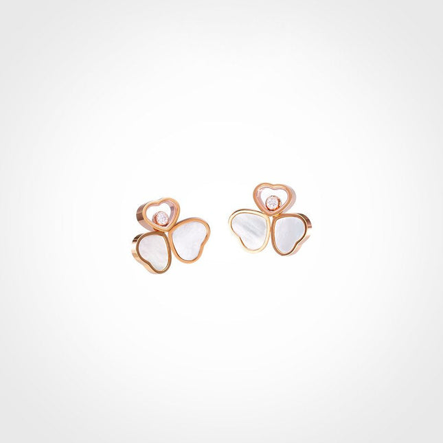 HAPPY HEART MOP EARRINGS PINK GOLD DIAMOND