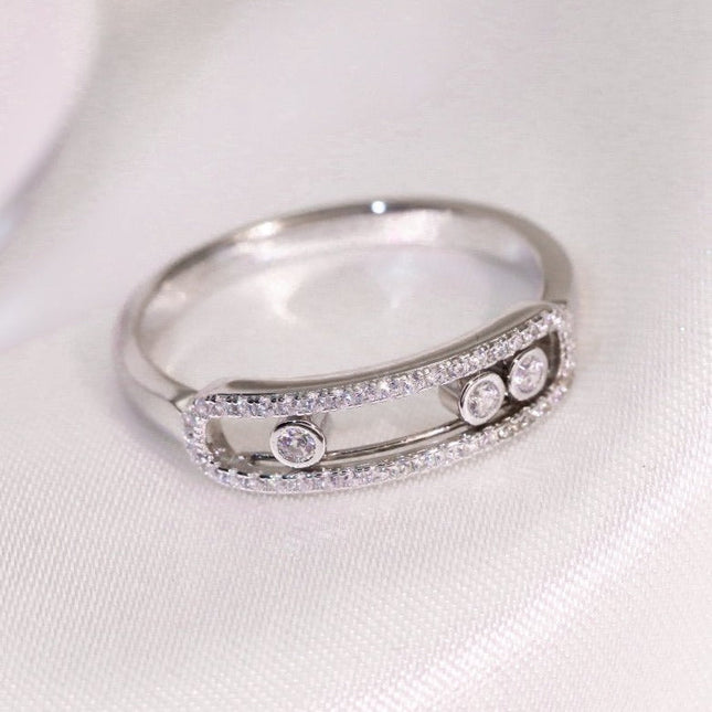 BABY MOVE PAVED SILVER DIAMOND RING