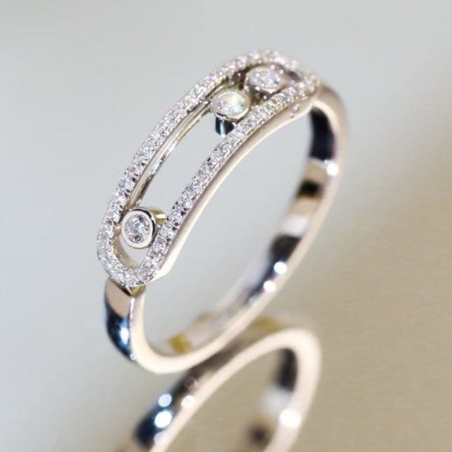 BABY MOVE PAVED SILVER DIAMOND RING