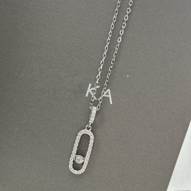 MOVE UNO LM SILVER DIAMOND PAVED NECKLACE