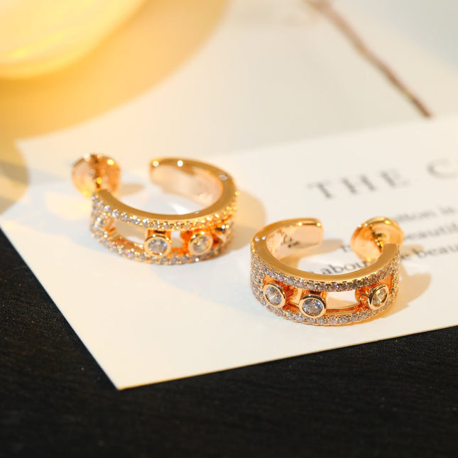 CREOLES MOVE PAVED PINK GOLD DIAMOND EARRINGS